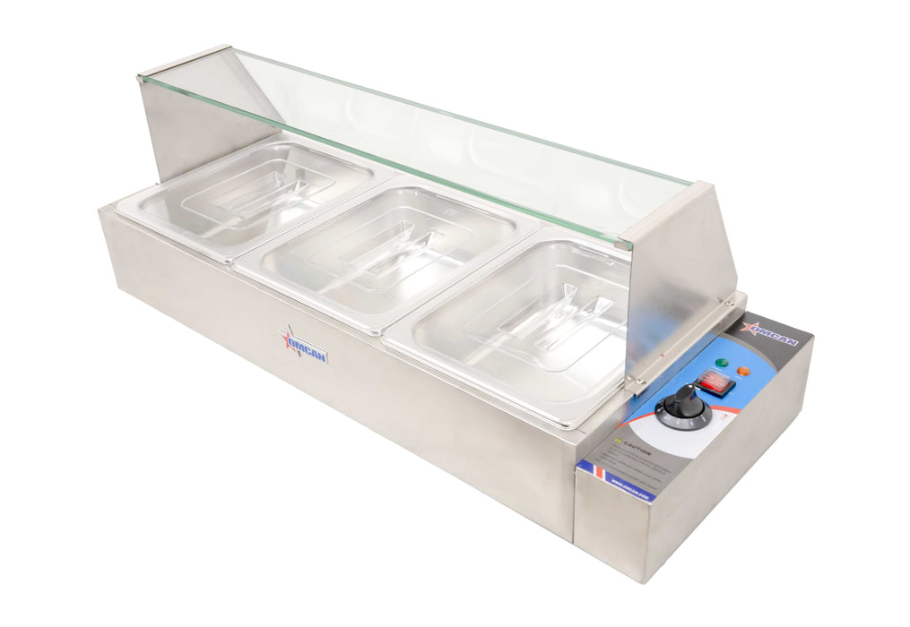 Omcan FW-CN-0905 36-inch Bain Marie with 3 Half-size Pans and 1.5 kW