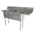 Omcan 3 Tub Sink with 3.5″ Center Drain, Drainboard Optional, 18-gauge Stainless Steel, NSF