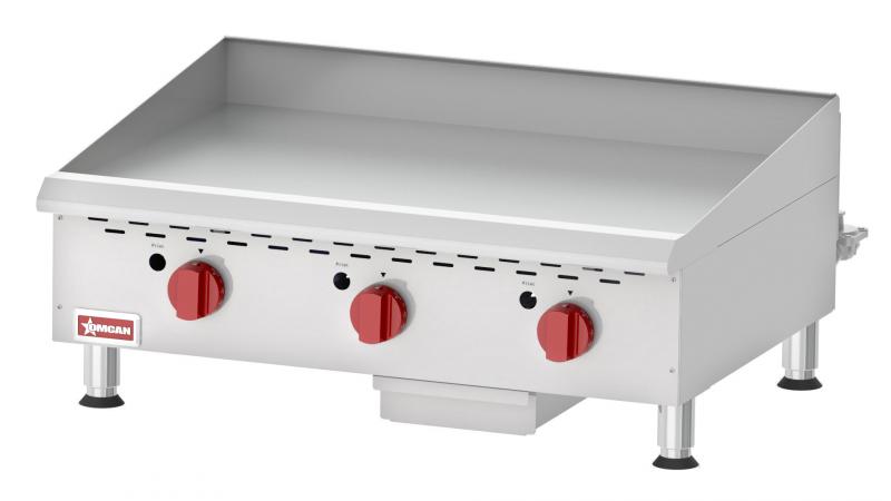 Omcan CE-CN-G36TPF Countertop Stainless Steel Gas Griddle 3 Burners with Thermostatic Control – 90,000 BTU