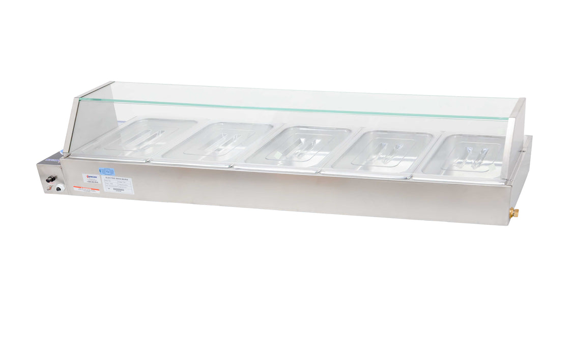 Omcan FW-CN-1170 57-inch Bain Marie with 5 Half-size Pans and 1.8 kW