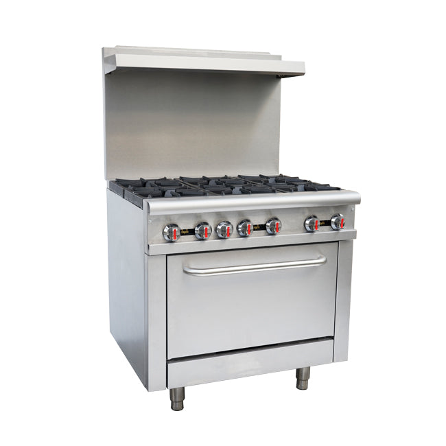 Omcan CE-CN-0914-R 36″ Commercial Gas Range 6 Burners and Standard Oven 211,000 BTU – Natural Gas