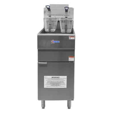 Omcan CE-CN-0023-FP 35-40 lb. Propane Gas Floor Fryer – 90,000 BTU