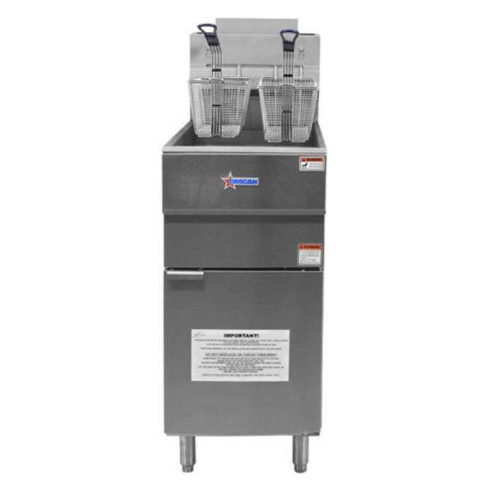 Omcan CE-CN-0023-FP 35-40 lb. Propane Gas Floor Fryer – 90,000 BTU