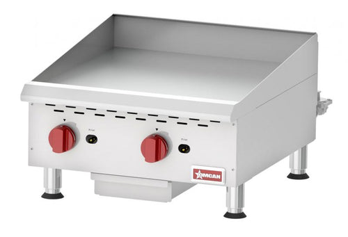 Omcan CE-CN-G24M 24″ Countertop 2 Burner Stainless Steel Gas Griddle with Manual Control, Natural Gas / Propane – 60,000 BTU