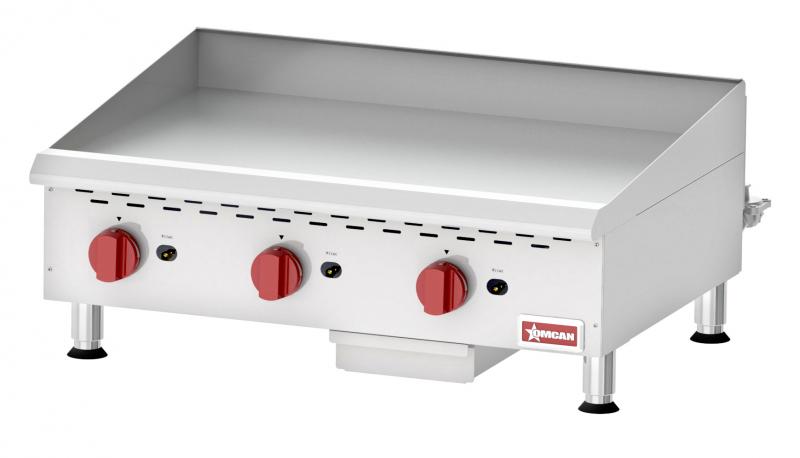 Omcan CE-CN-G36M 36″ Countertop 3 Burner Stainless Steel Gas Griddle with Manual Control, Natural Gas / Propane – 90,000 BTU