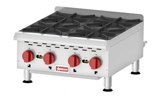 Omcan CE-CN-HP424M Countertop Stainless Steel Gas Hot Plate with 4 Burners