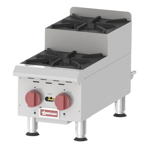 Omcan CE-CN-0212-S 2-Burner Countertop Stainless Steel Step-Up Gas Hot Plates
