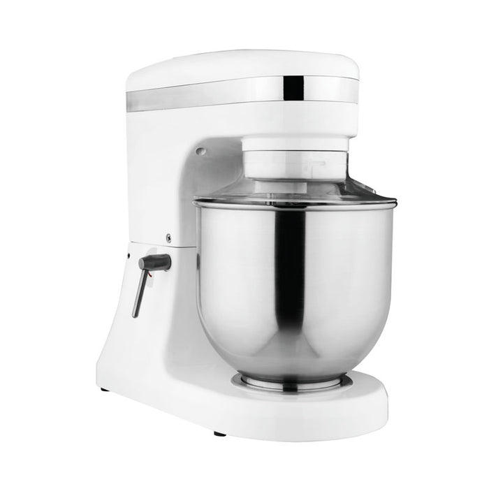 Omcan MX-CN-0007-HW 7-QT White Countertop Planetary Mixer with Guard – 110V, 270W
