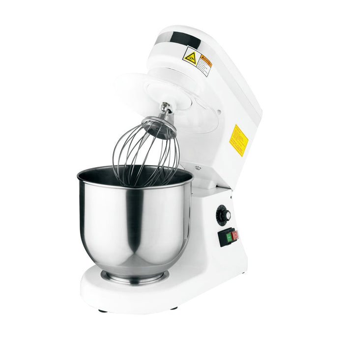 Omcan MX-CN-0007-HW 7-QT White Countertop Planetary Mixer with Guard – 110V, 270W