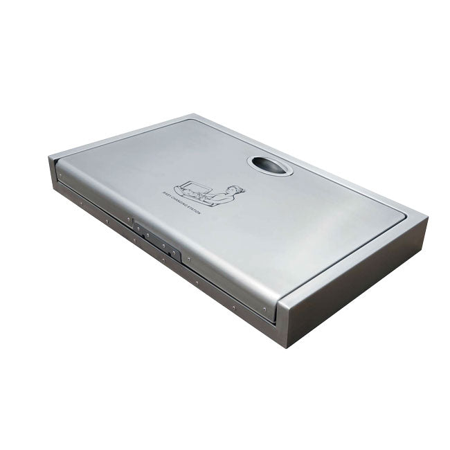 BABY CHANGE STATION TABLE 19-1/2X33-1/2X23H IN HORIZONTAL MOUNT HDPE INTERIOR 304 SS EXTERIOR 18GA