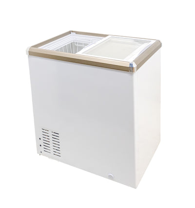 Omcan FR-CN-0150 29″ Ice Cream Display Chest Freezer with Flat Glass Top, 5.3 cu.ft. Capacity – 110 V