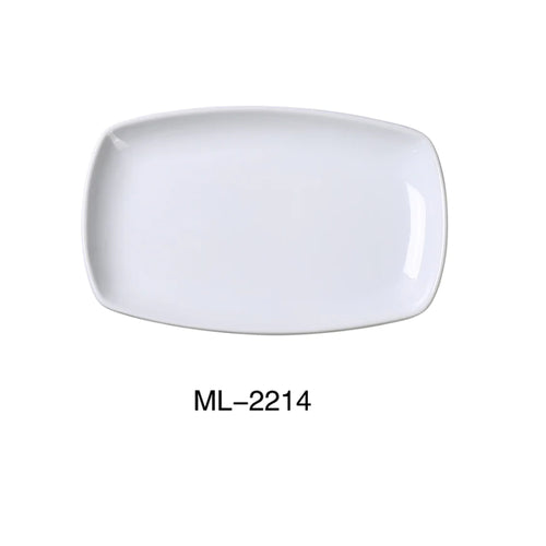 Yanco ML-2214 14 1/4" X 9 1/2" X 1/4" Rectangular Plate With Rounded Corner, Super White, High Quality Porcelain, Pack of 12 (1 Dz)