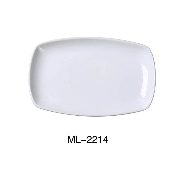 Yanco ML-2214 14 1/4" X 9 1/2" X 1/4" Rectangular Plate With Rounded Corner, Super White, High Quality Porcelain, Pack of 12 (1 Dz)