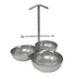 Stainless steel pickle and chutney stand with 3 attached hammered bowls
