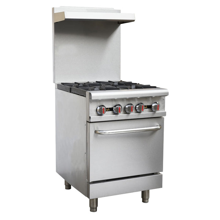 Omcan CE-CN-0609-L 24″ Commercial Gas Range 4 Burners and Standard Oven 151,000 BTU – Liquid Propane
