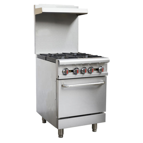 Omcan CE-CN-0609-R 24″ Commercial Gas Range 4 Burners and Standard Oven 151,000 BTU – Natural Gas