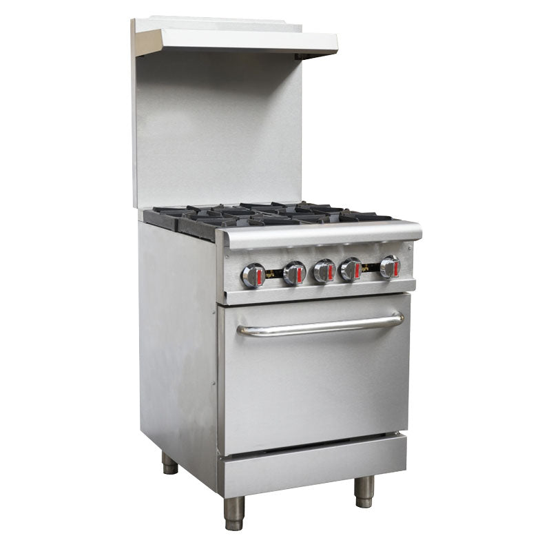 Omcan CE-CN-0609-R 24″ Commercial Gas Range 4 Burners and Standard Oven 151,000 BTU – Natural Gas