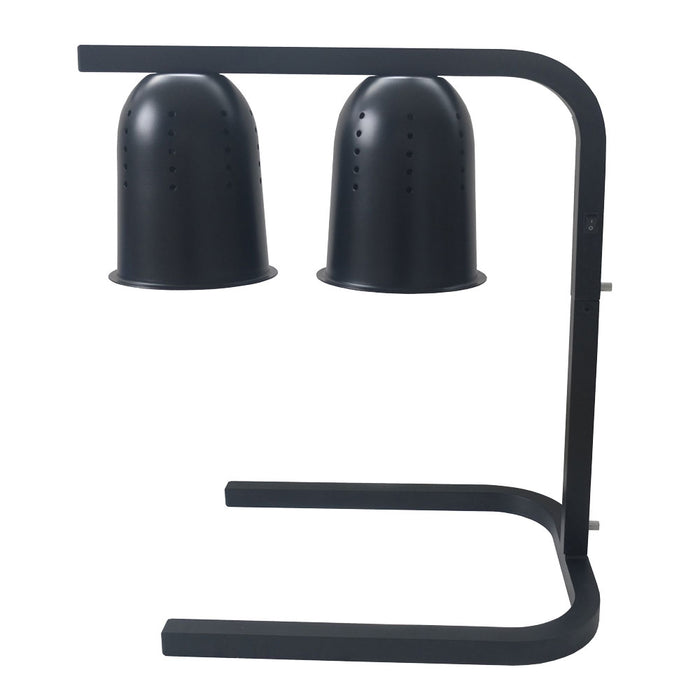 Omcan FW-CN-0533-B Commercial Food Heat Lamp Portable Electric Food Warmer 2-Bulb Freestanding, Black- 500W, 110V