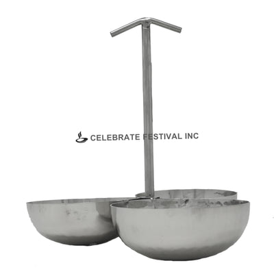 Celebrate Festival India stainless steel condiment server with hammered finish