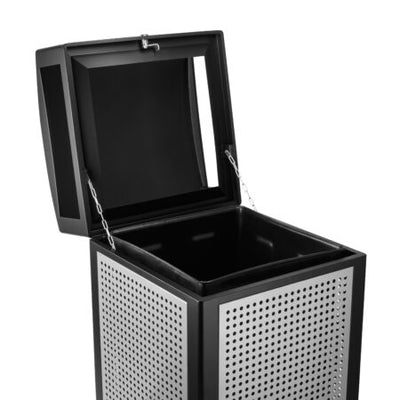 Trash Container-Weather resistant, 40-gallon, Steel- ALPINE INDUSTRIES ALP471‐40‐SIL