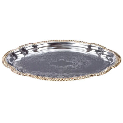 Vollrath Model No. 47265 : Odyssey™ Serving Tray, large, oval, chrome plated, with decorative engraving