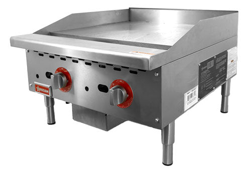 Omcan CE-CN-G24-TP 24″ Countertop Gas Griddle 2 Burners with Thermostatic Control – 56,000 BTU