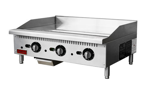 Omcan CE-CN-G36-TP 36″ Countertop Gas Griddle 3 Bruners with Thermostatic Control – 84,000 BTU