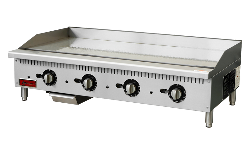 Omcan CE-CN-G48-TP 48″ Countertop Gas Griddle 4 Burners with Thermostatic Control – 112,000 BTU