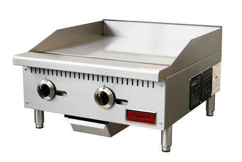 Omcan CE-CN-G24-M 24″ Griddle Natural Gas / Propane with 2 Burners and Manual Control – 60,000 BTU