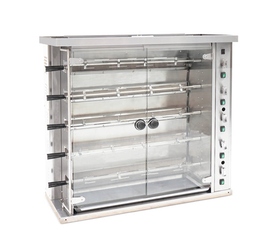 Omcan CE-CN-KJ-5 47″ Countertop Natural Gas Rotisserie, 5 Spits, 20 Chicken Capacity, 105,000 BTU