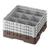 Cambro Camrack® 9-Compartment 6 7/8" Glass Rack with 3 Extenders