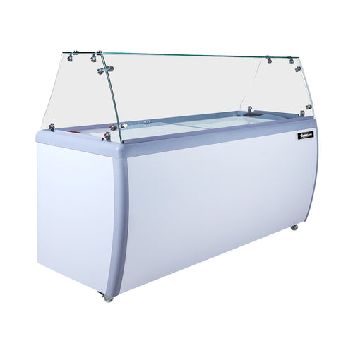 Ice Cream Dipping Freezer with Flat Sneeze Guard-10 Tubs Capacity Omcan 48648