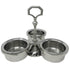 Stainless steel pickle stand with 3 hammered condiment bowls