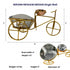 Unique serving rickshaw with steel plate and copper accent bowl