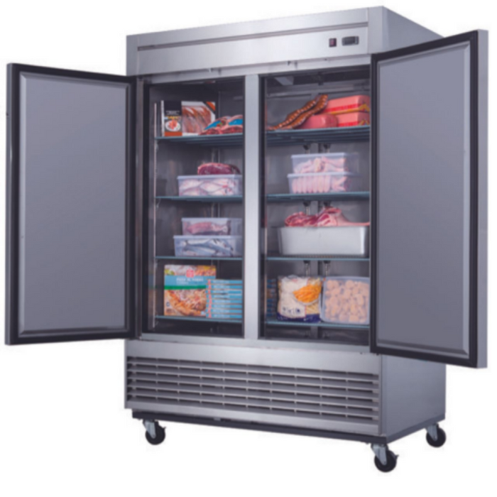 Dukers Reach-Ins Refrigerator D55F 2-Door Commercial Freezer in Stainless Steel