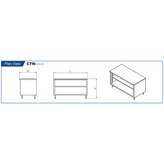 GSW Cabinets Flat Top Enclosed Work Table - No Door