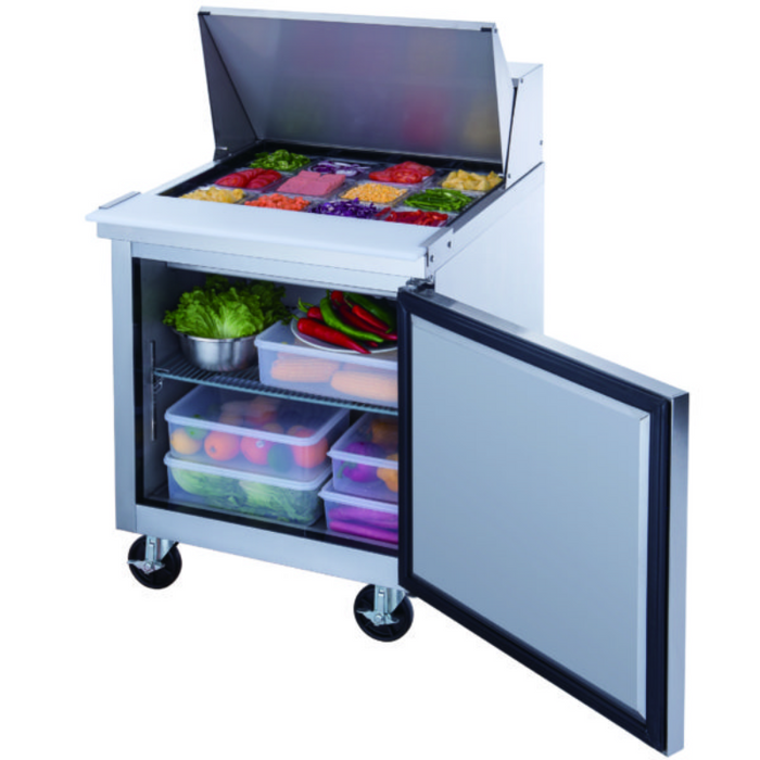 Dukers Food Prep Table Refrigerator DSP29-8-S1 1-Door Commercial Food Prep Table Refrigerator in Stainless Steel