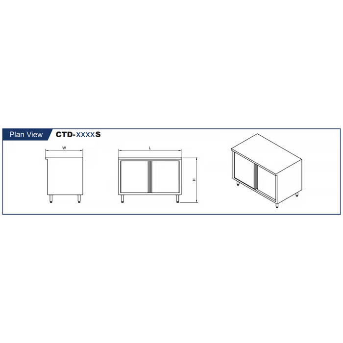 GSW Cabinets Flat Top Enclosed Work Table - Sliding Doors