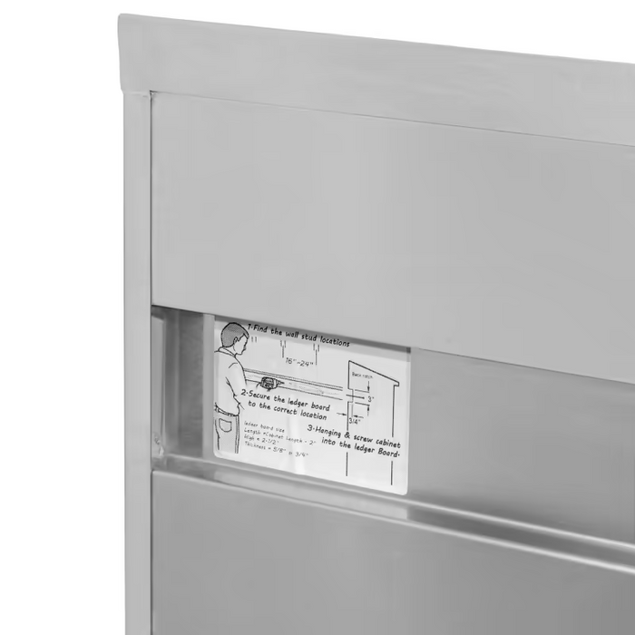 GSW Cabinets Stainless Steel Slope Top Wall Cabinets - Sliding Doors