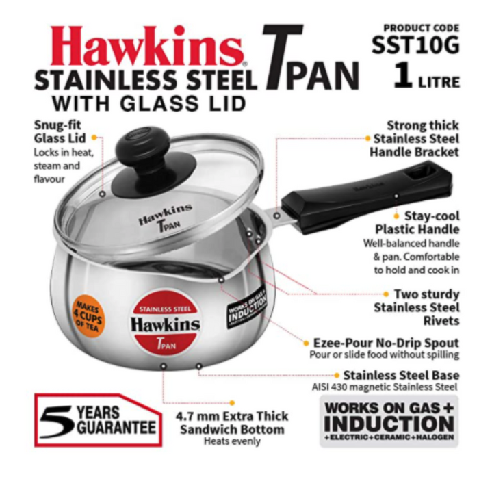 Hawkins Stainless Steel T Pan With Lid