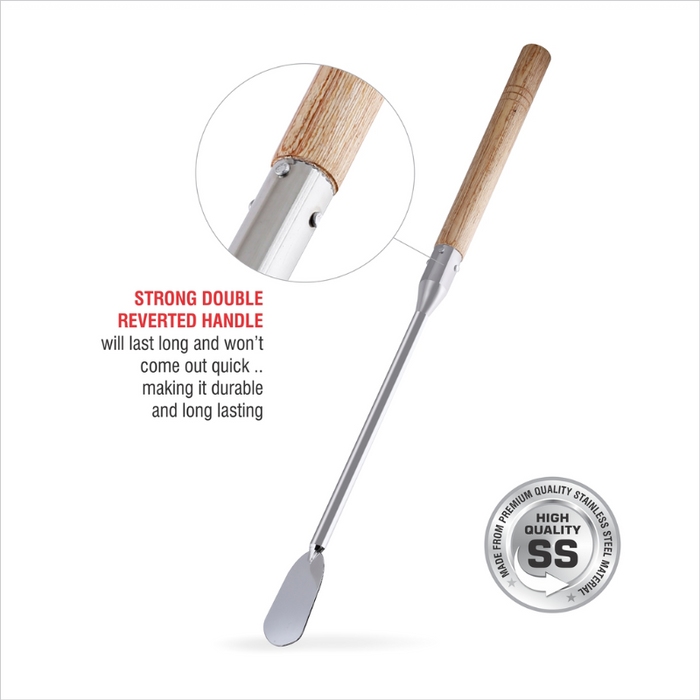 S.S. MIXING PADDLE/ PALTA WITH WOODEN HANDLE,  Available in 15, 20, 25,30,35, 40, 45 & 50" length