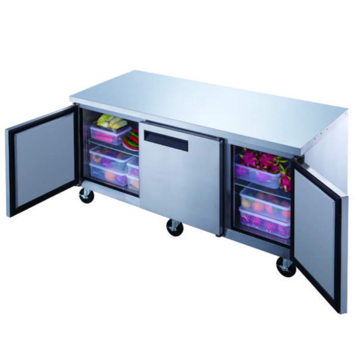 Dukers Undercounter Refrigerator DUC72R 3-Door Undercounter Commercial Refrigerator in Stainless Steel
