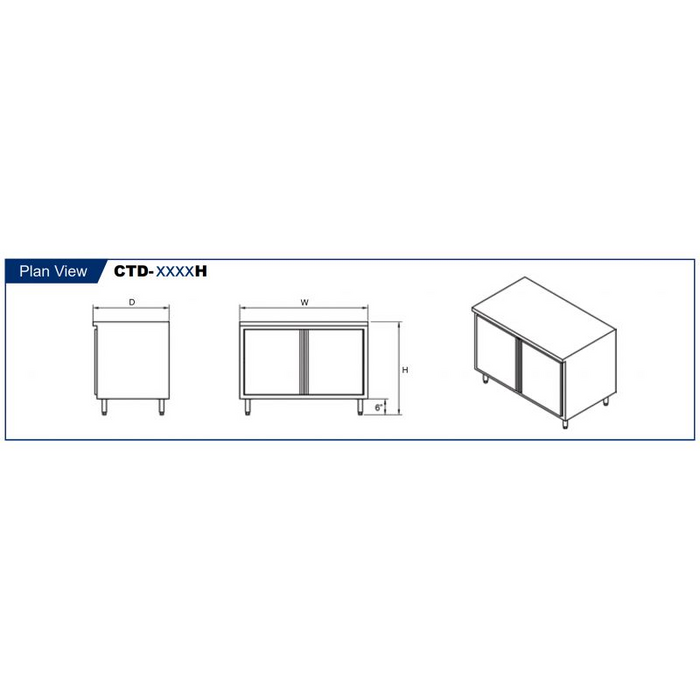 GSW Cabinets Flat Top Enclosed Work Table - Hinged Doors