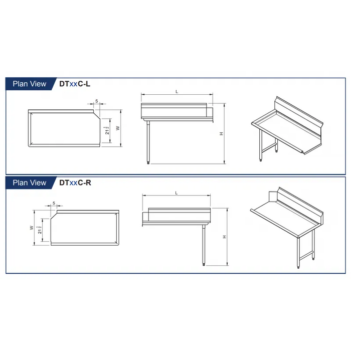 Heavy Duty Stainless Steel Clean Dishtable