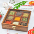 Square Wooden Spice Box/ Masala Dabba / Organizer- see Thru Lid