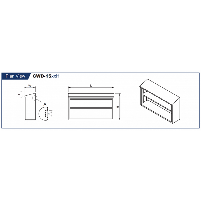 GSW Cabinets Stainless Steel Slope Top Wall Cabinets - Hinged Doors