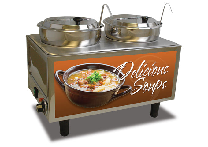 Winco 51072S Benchmark Soup Station - 2 Ladles & Lids, 120v (Price/Set)