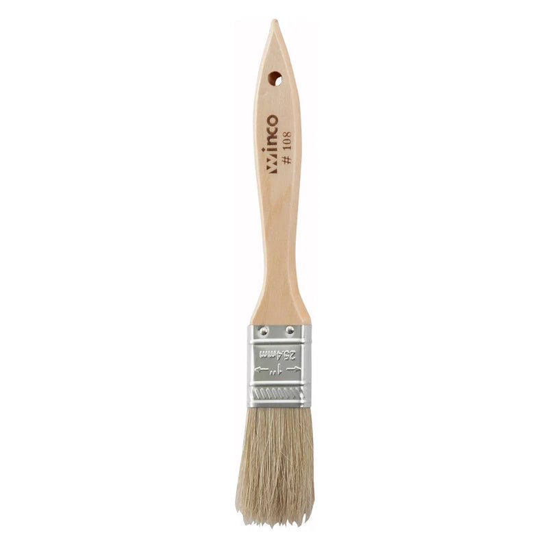 Winco Flat Pastry & Basting Brushes with Natural Boar Bristles and Wooden Handles