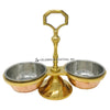 Copper & Stainless Steel Chutney/Pickle/Dip Serving Stand – 2 Bowl Set – Traditional Indian Condiment