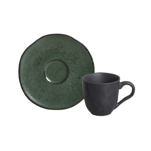 Porto Brasil Coffee Cup With Saucer Stoneware Greenery ( Case of 12)